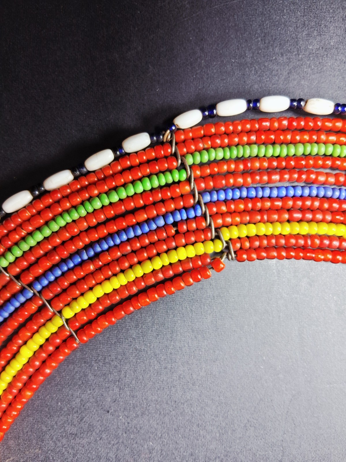 African Maasai Tribal Beaded Ceremonial Collar Necklace Kenya Vibrant Colors 12″
