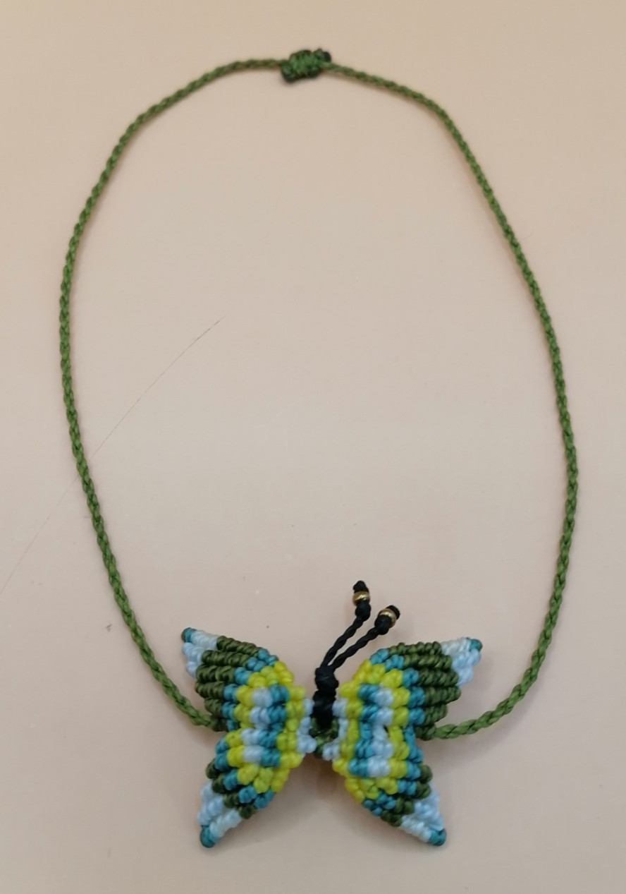 Multicolored Butterfly Macrame Anklet