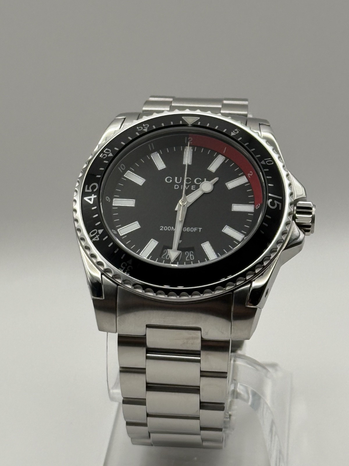 ​GUCCI Dive YA136212 Black Stainless Steel Men’s Watch 45MM – Brand New
