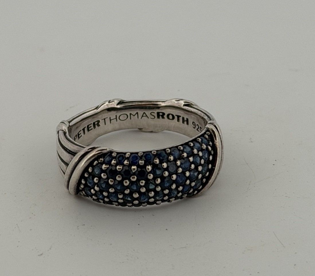 Peter Thomas Roth Signature Classic Band Ring blue sapphires sterling silver 10