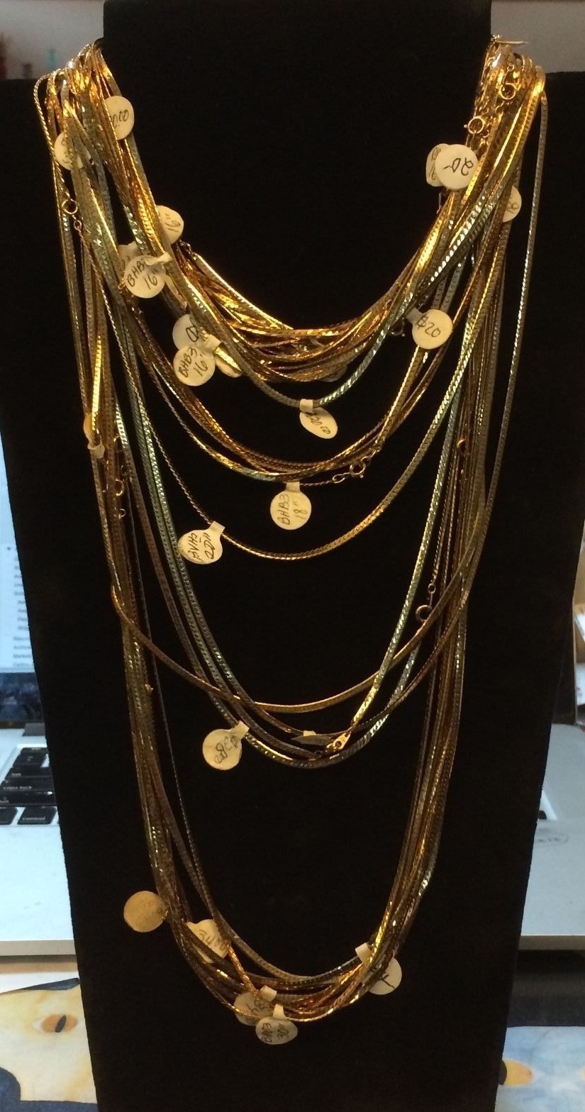BVH2 (Beveled Herringbone) Chain, Gold Plated HGE Sizes 7,8,16,18,20,24,30 inch