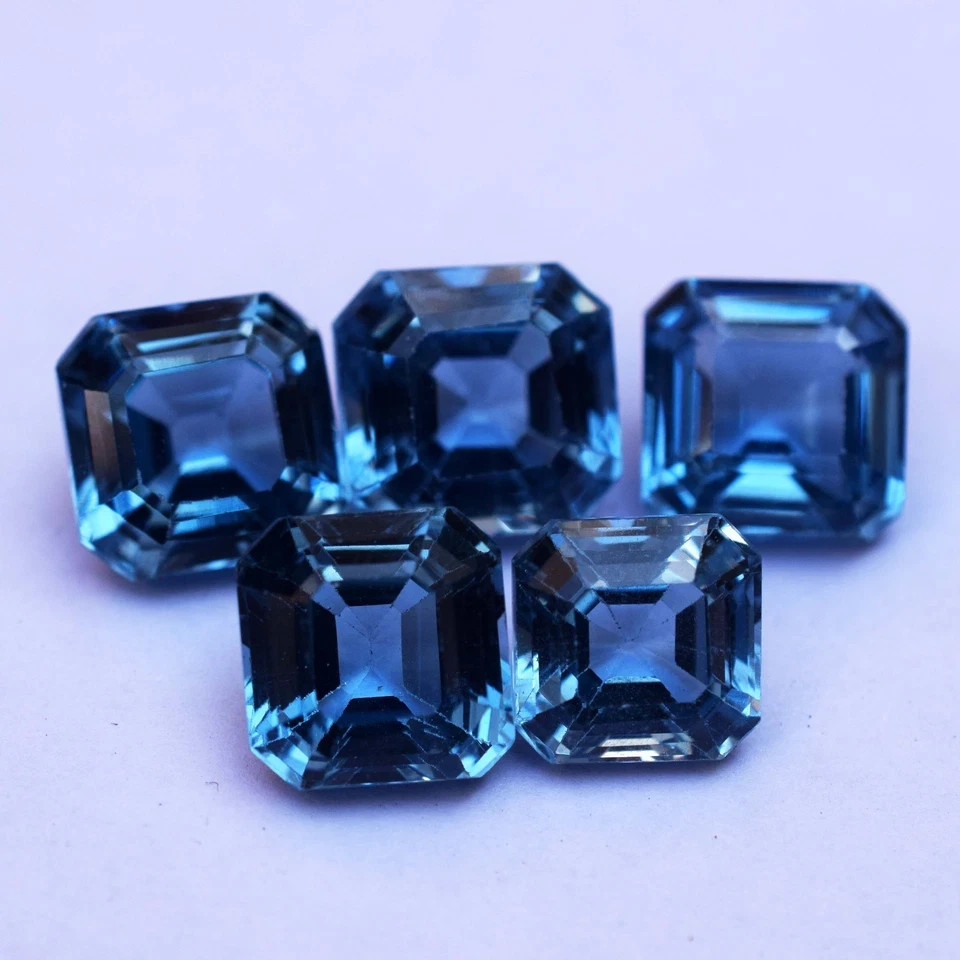40.40 CT Natural London Blue Topaz Octagon Cut Flawless Certified Gemstone Lot