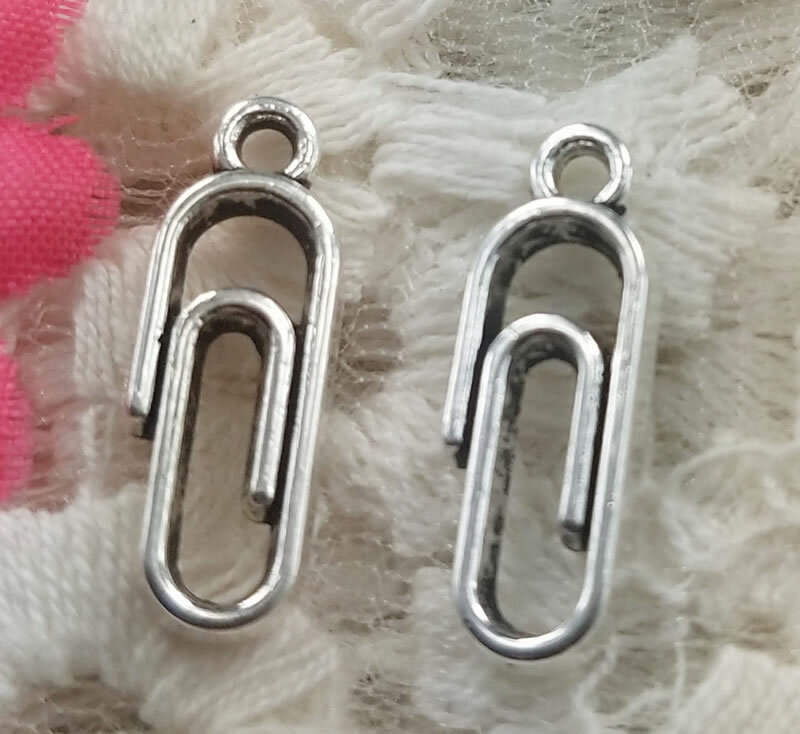 Free Ship 95 pcs Antique silver (paper) clip charms 19x7mm H-5015