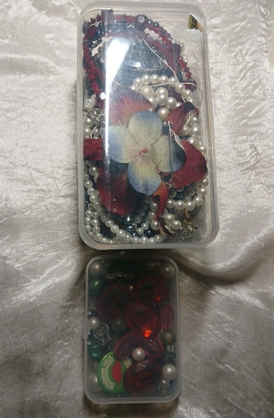 Unsorted Junk Drawer Jewelry Lot Broken Repair Salvage Crafts Pearls Rhinestones