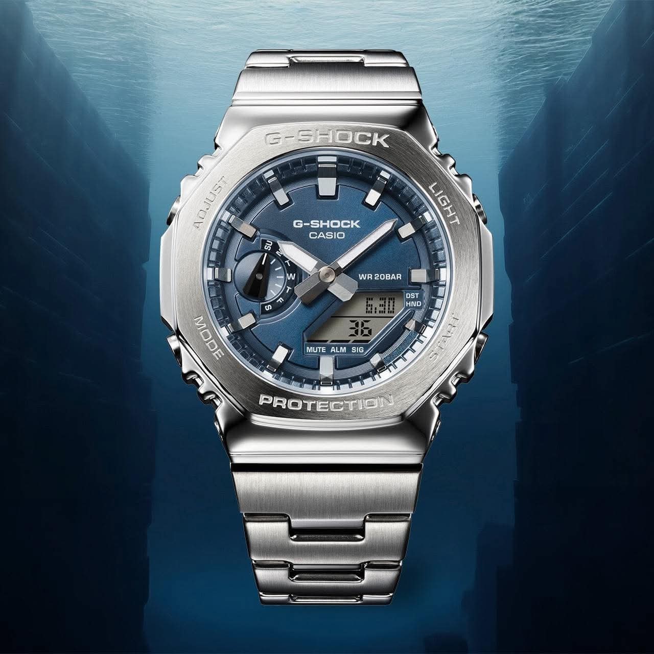 Casio G-Shock GM-2110D-2B Analog Digital Stainless Steel 200M Watch