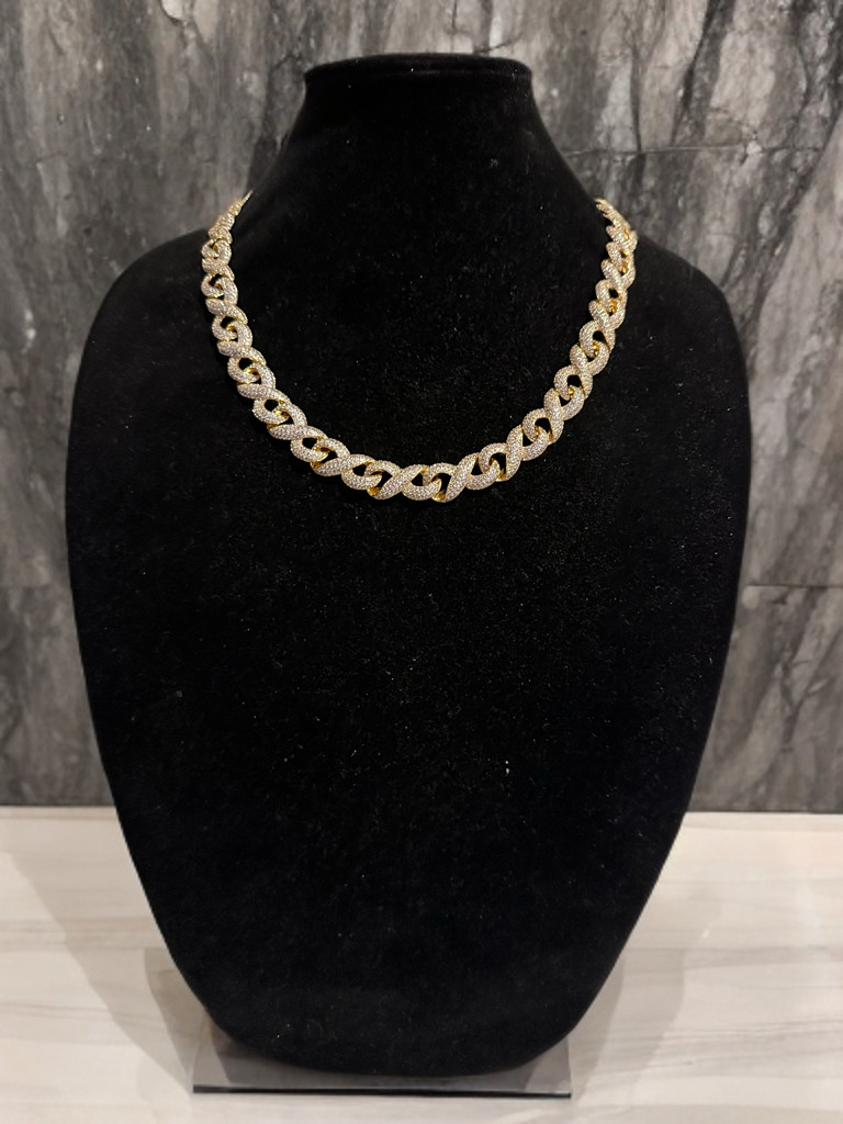 14k Stamped 14mm INFINITY 62.8ctw Lab Sim VVS1 Diamonds Chain Necklace 160g+
