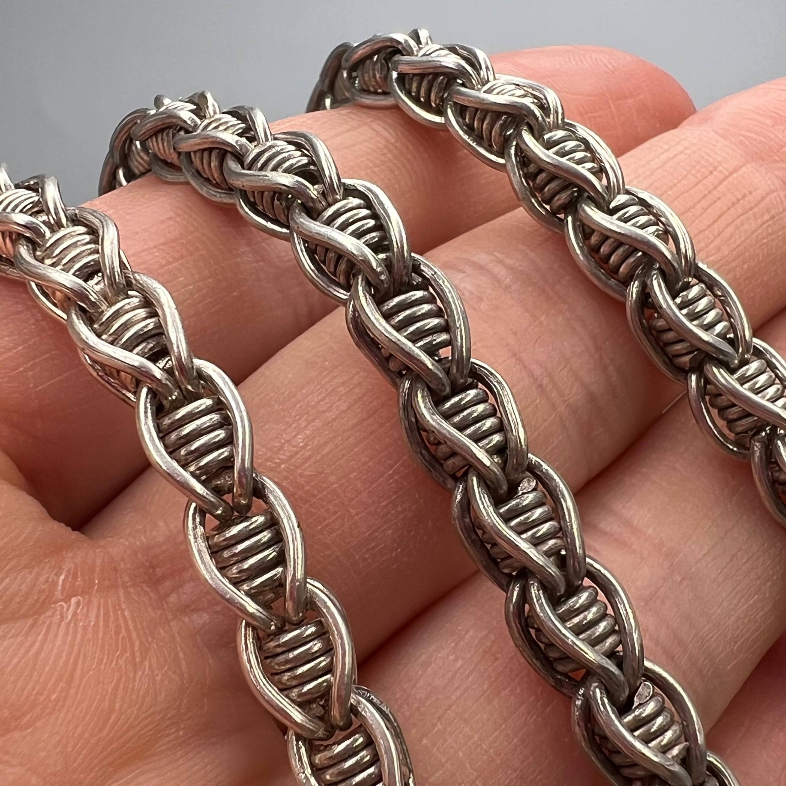 Vintage 925 Sterling Silver Chain Necklace 56.9g 50cm Hook Clasp Unisex Signed