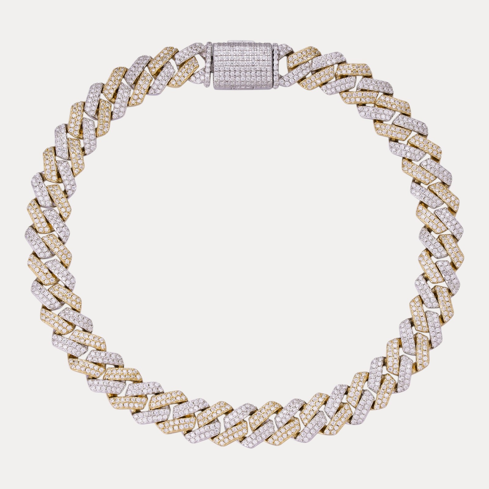 8mm Moissanite Cuban Prong Bracelet – 925 Sterling Silver or 14k Gold/Rose/Black