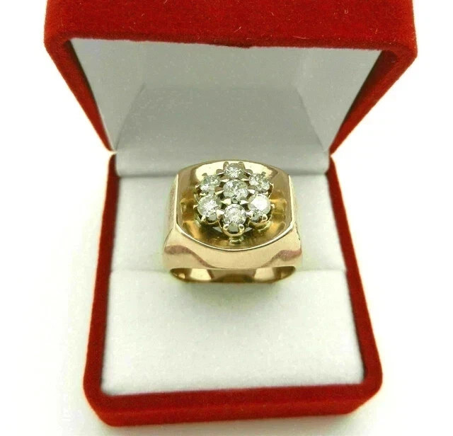 Men’s Ring 2.55 Ct Round Cut Moissanite 14K Yellow Gold Plated Silver