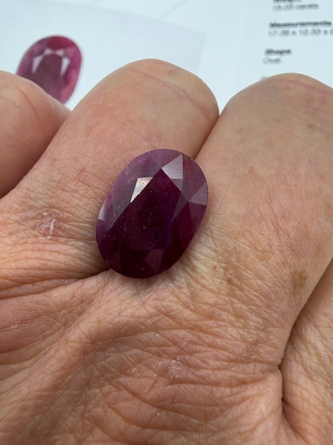 GIA Certified 15.03 Ct Natural Unheated Ruby Translucent Oval Purplish Red Gem