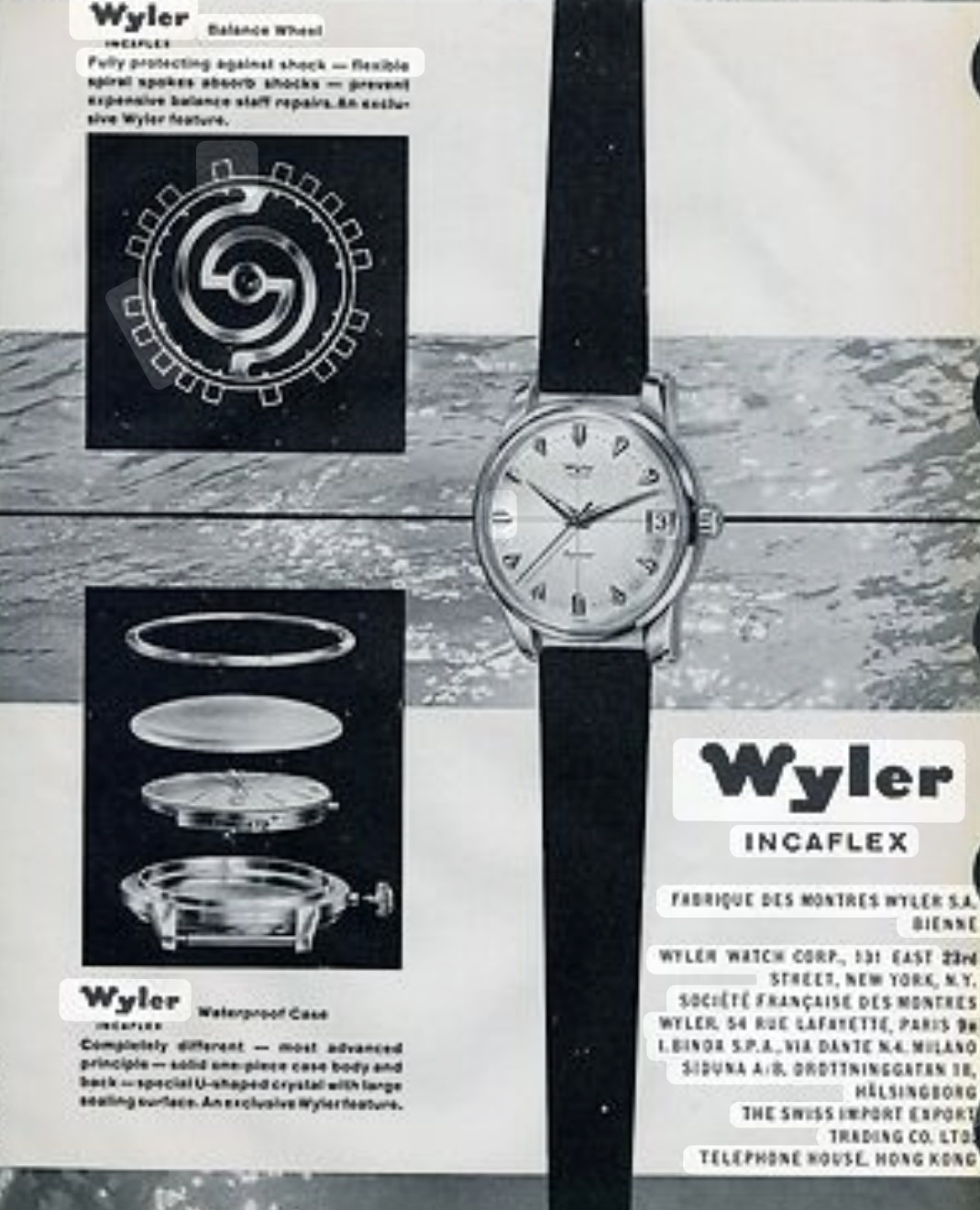 1950s Wyler Incaflex Navigator ETA 1070 Swiss Watch Runs Great Original Crown