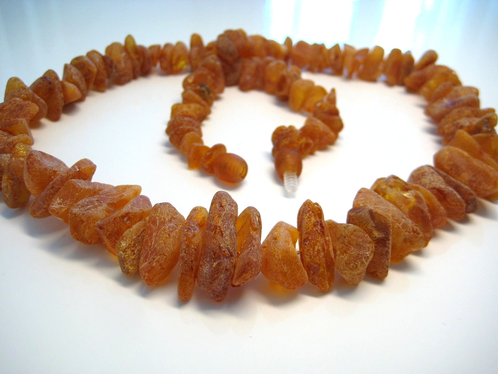 Raw Genuine Massive Cognac Beautiful Baltic Amber Necklace 36 g. 20 in !!!