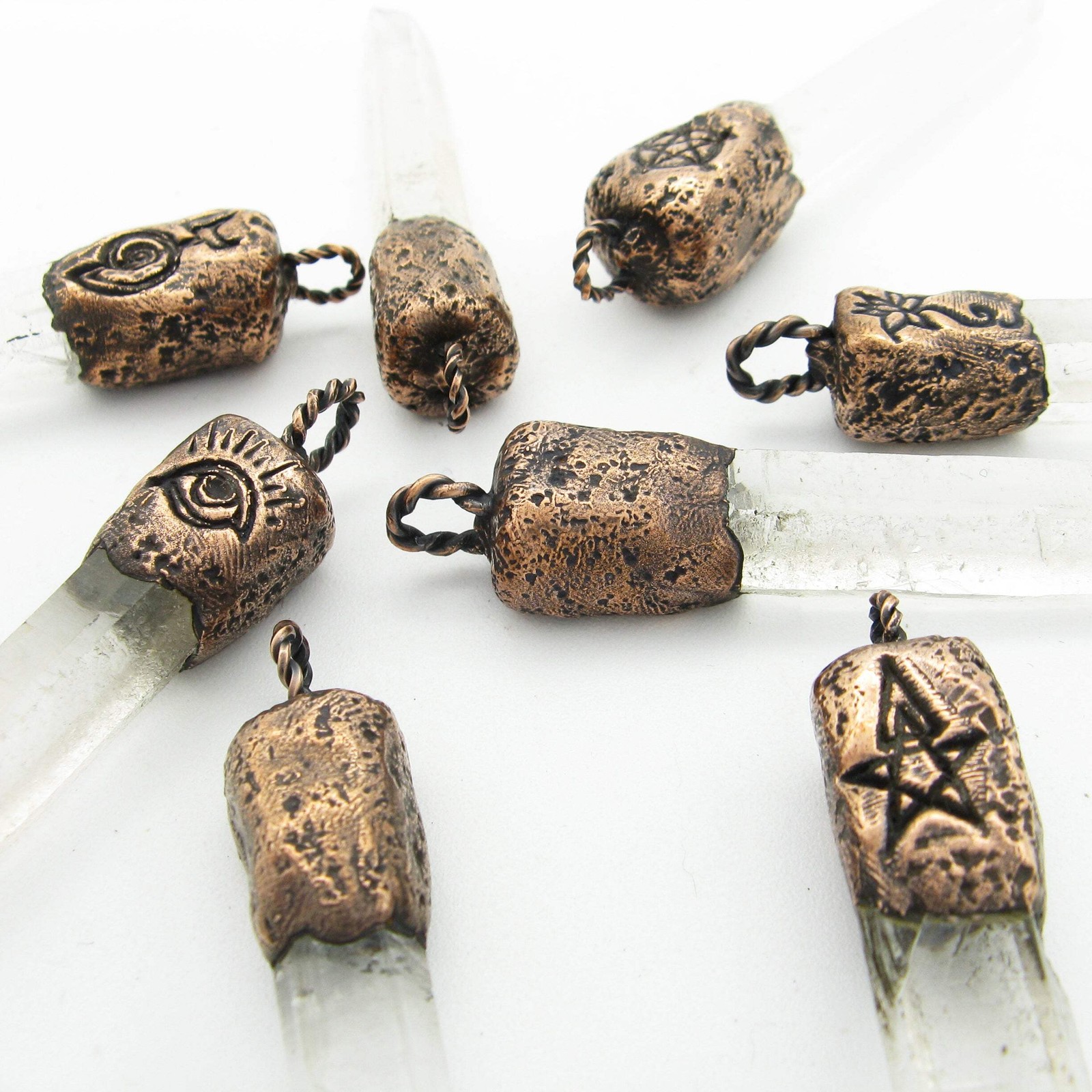 Copper Quartz Point Pendant ONLY No Chain – Mystical Symbol Handmade Jewelry