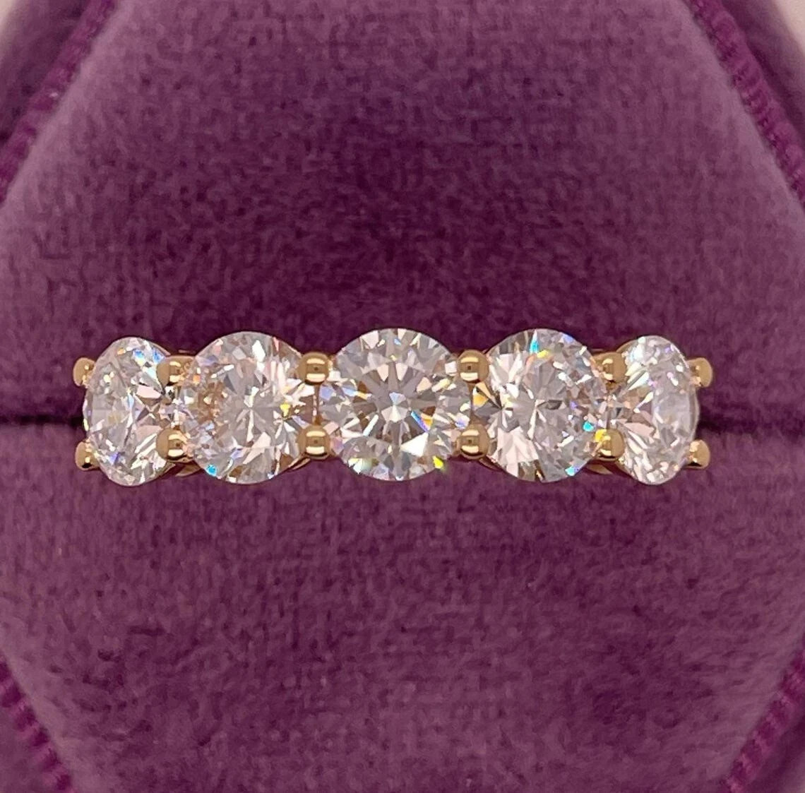 5 Ct Round Cut Natural Diamond Eternity Wedding Band 14K Yellow Gold Size 5 6 7