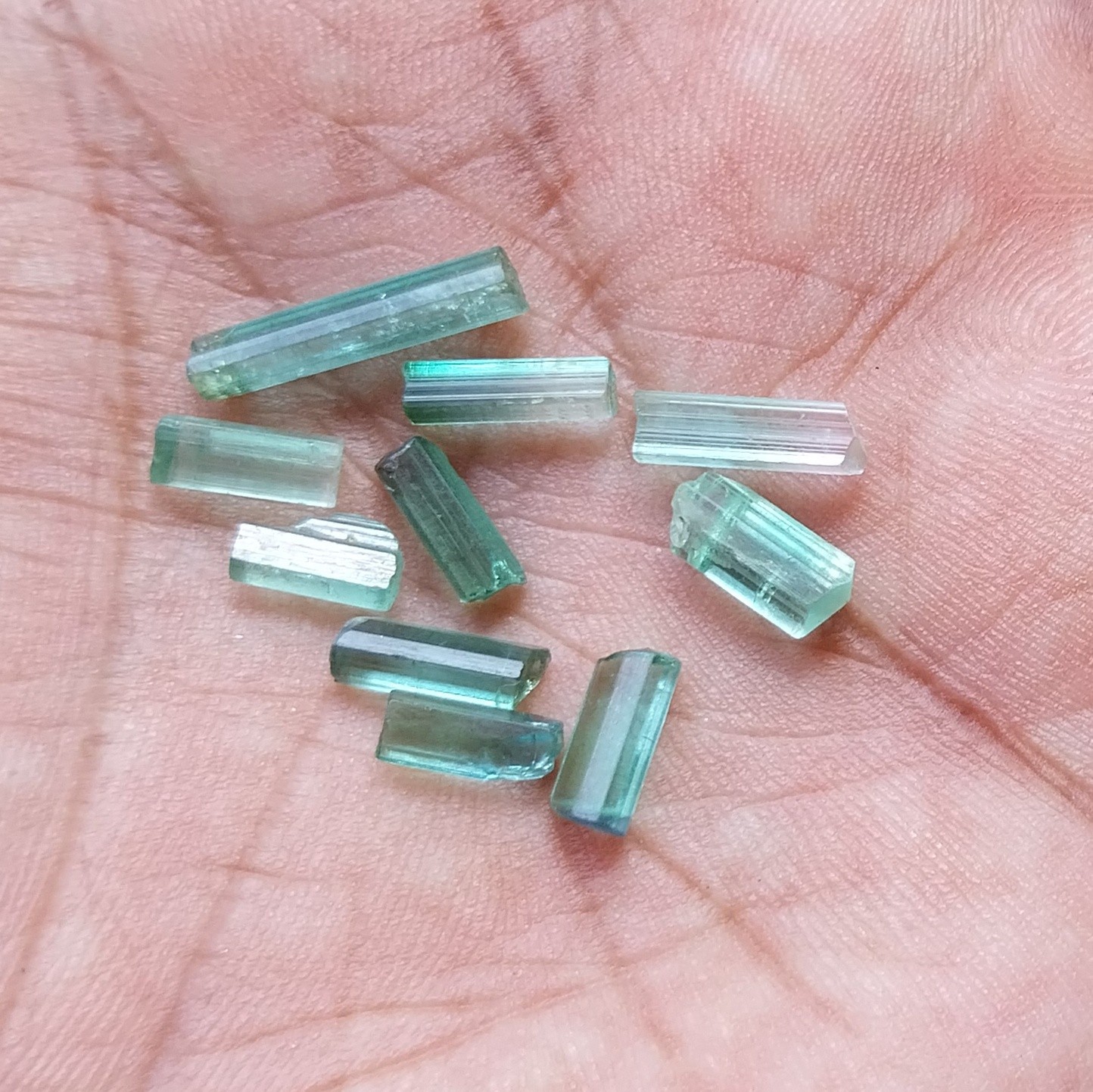 8.5 Ct 7 to 14.5 MM Natural Blue Tourmaline RAW Rough Pencil 10 Piece Lot