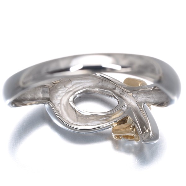 Auth CELINE Ring Diamond 0.2ct Logo Bicolor US6-6.25 Pt 900/18K YG