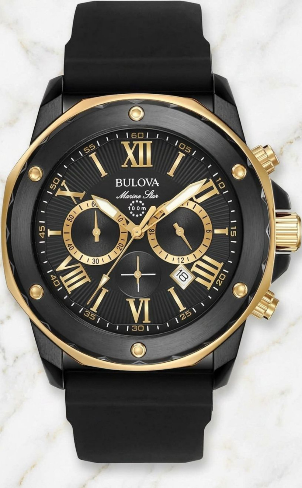 Men’s Bulova Luxury Business Quartz Black Gold Dial Strap Waterproof Wristwatch