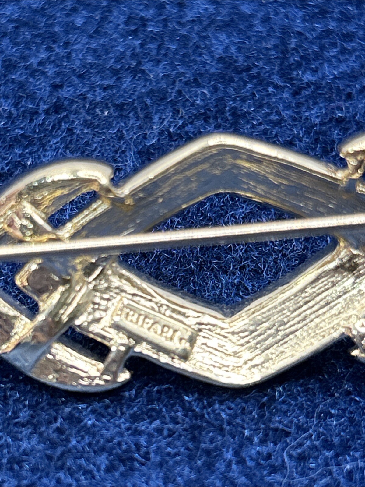 trifari brooch Blue Green Gold Tone Art Deco