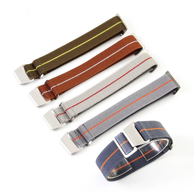 60s French Troops Parachute Bag Elastic Watch Strap 18 20mm 22mm Nylon Watchband