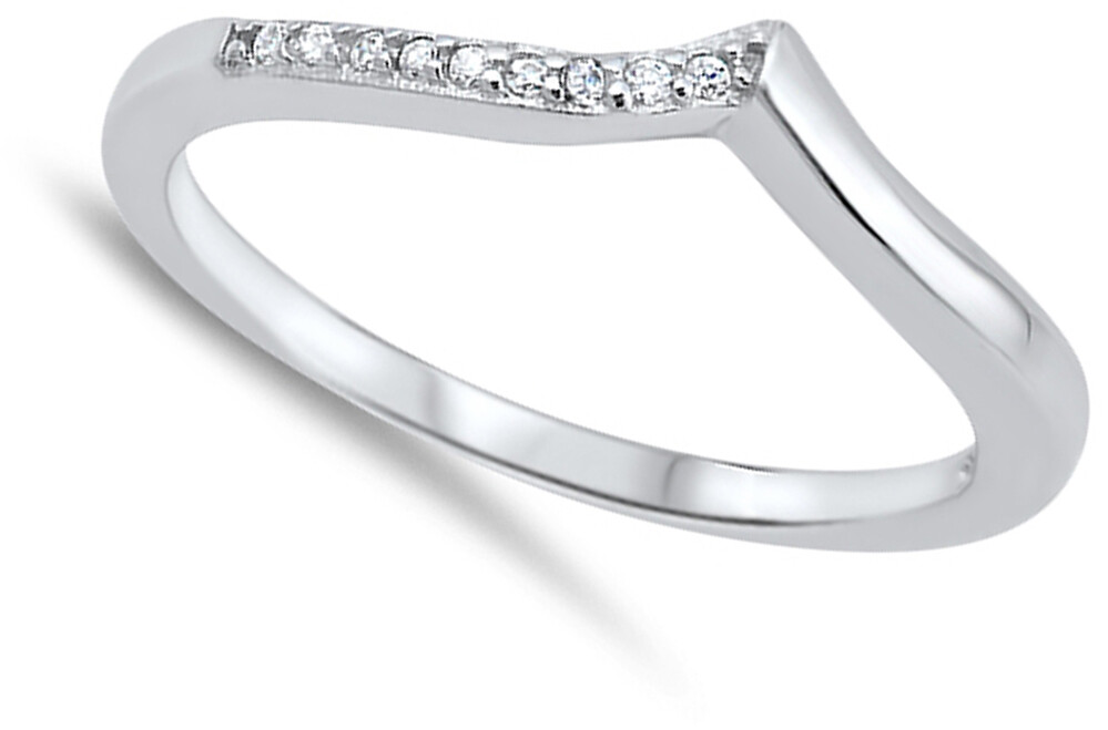 Chevron White CZ Pointed Thumb Ring Sterling Silver Stackable Band Sizes 3-12