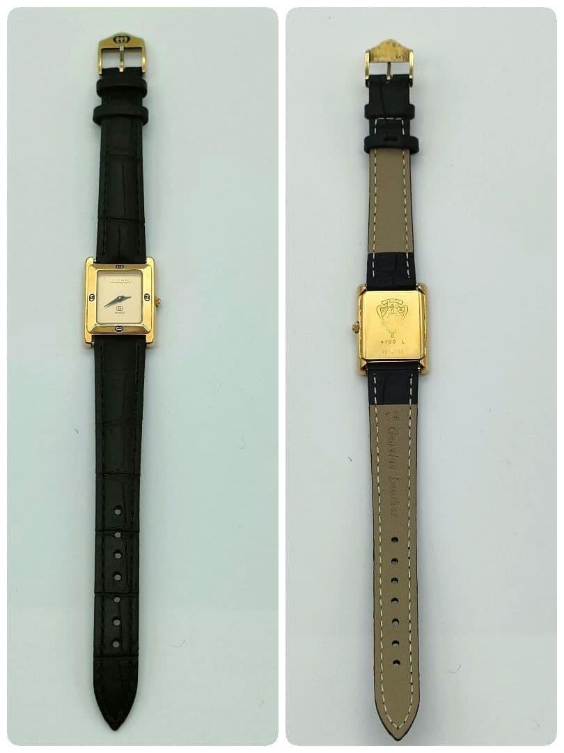 GUCCI Gucci 4100L Quartz Gold Dial Square Working