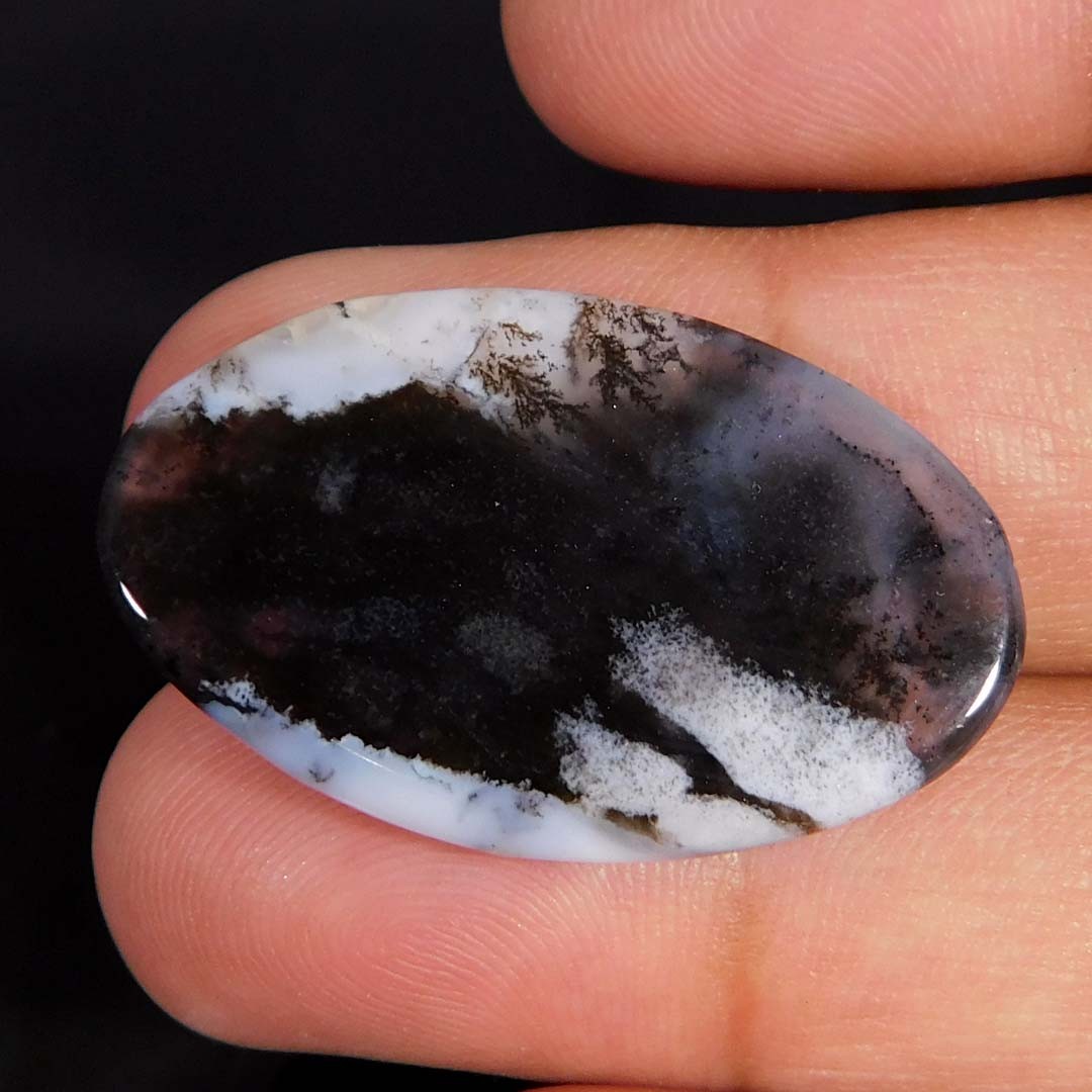 25.00Cts. Natural Incredible Dendritic Opal Oval Cabochon Reiki Healing Gemstone