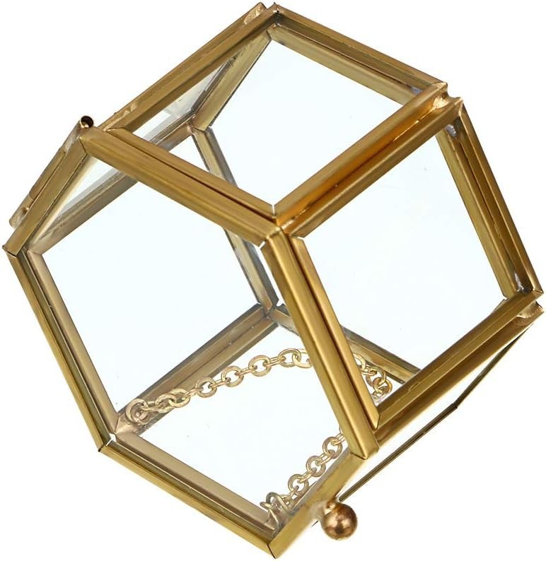 Stylish Vintage Jewelry Box – Gold Glass Keepsake Organizer for Rings & More