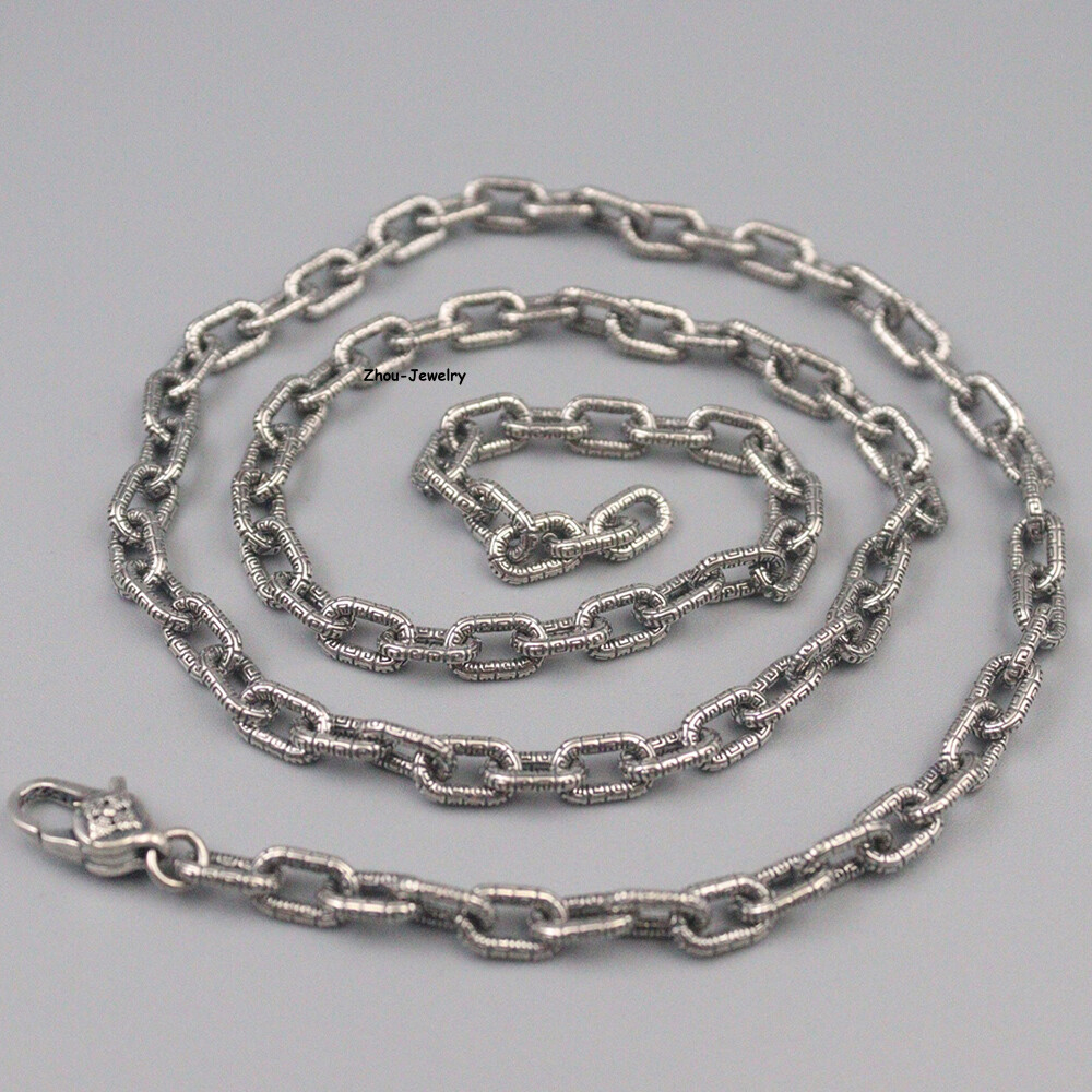 Real S925 Sterling Silver Chain Men 5mm Square O Link Necklace 34-35g 21.6inch