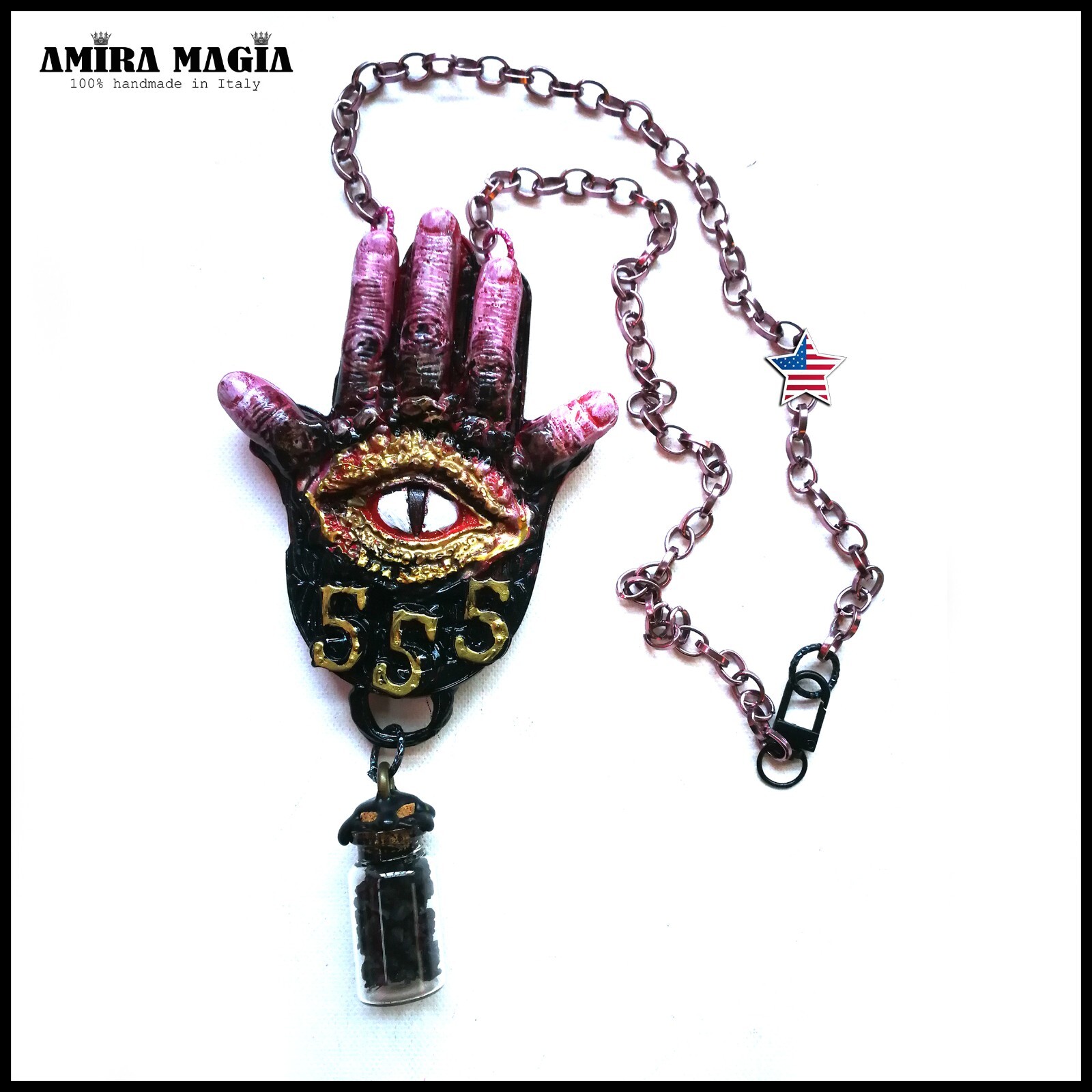 Satanic Talisman Pendant Amulet Urn Necklace Devil Baphomet Satanist Symbol 555