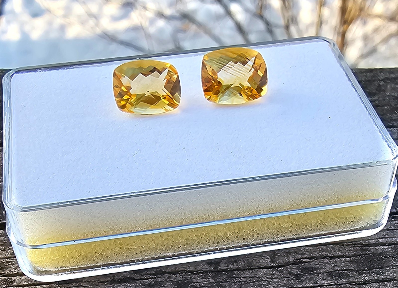 Citrine Pair Of 10.8mm Cushion Loose Stones