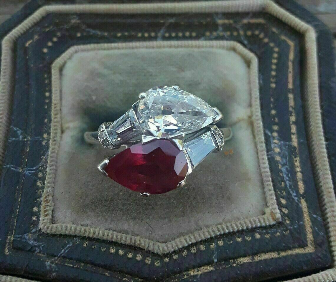 Antique Ring 14k White Gold Finish 4.20Ct Lab-Created Diamond Engagement Ring
