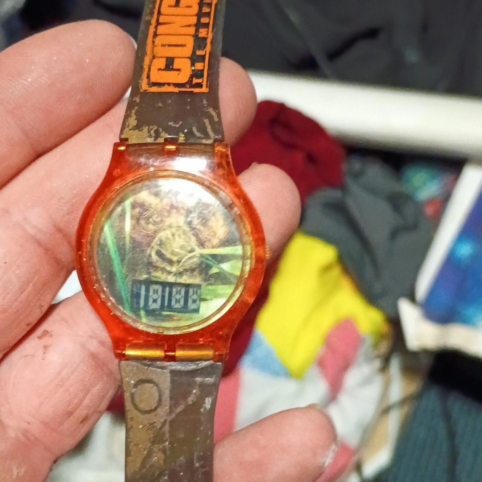 Translucent Orange Plastic Analog Wristwatch 12-Hour Multicolor Dial Brown