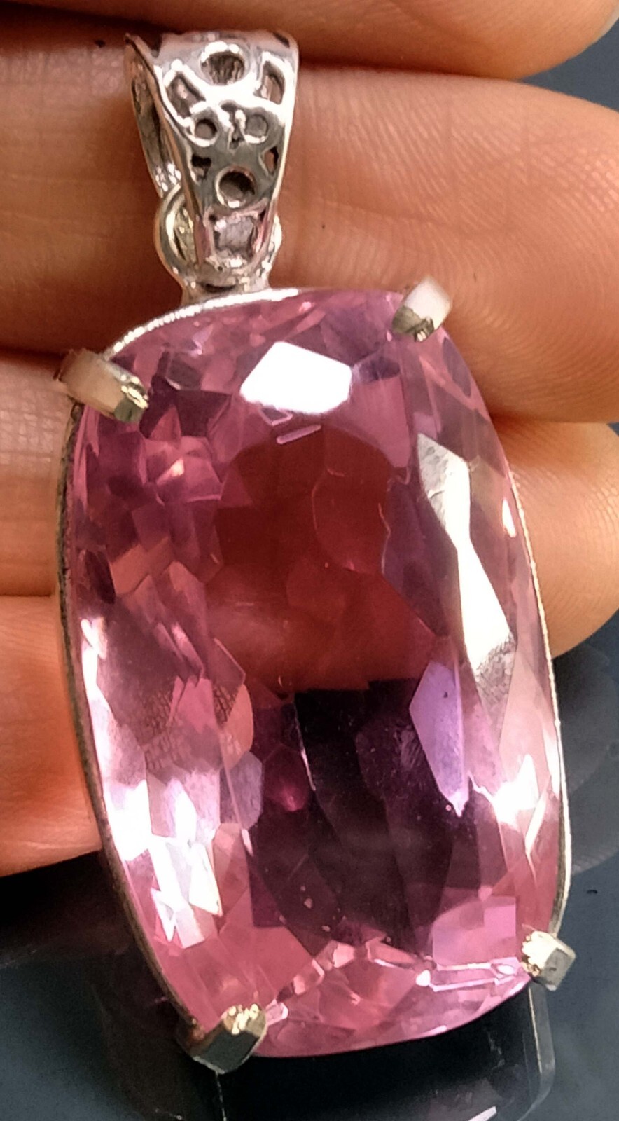 Pendant Pink Topaz Cushion Cut 100.00 Ct EGL Certified Natural Gemstone PD030