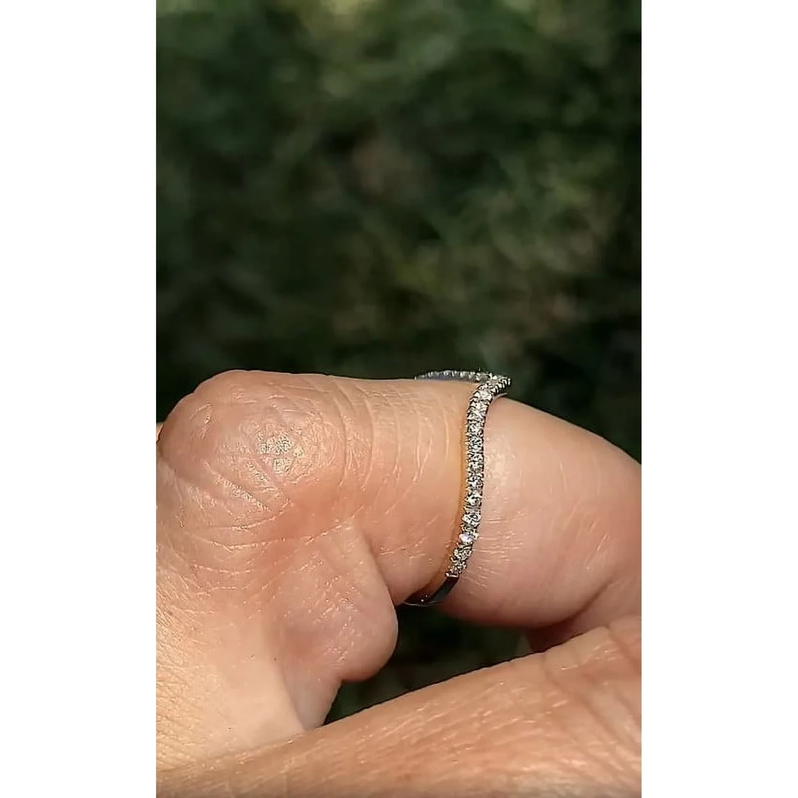 Round Lab Diamond V Shape Curved Chevron Stackable Wedding Band 14K White Gold