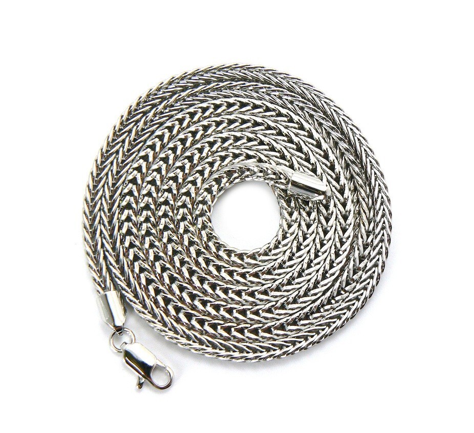 HIP HOP 4mm WIDE 30″ LONG RHODIUM PLATED FRANCO CHAIN