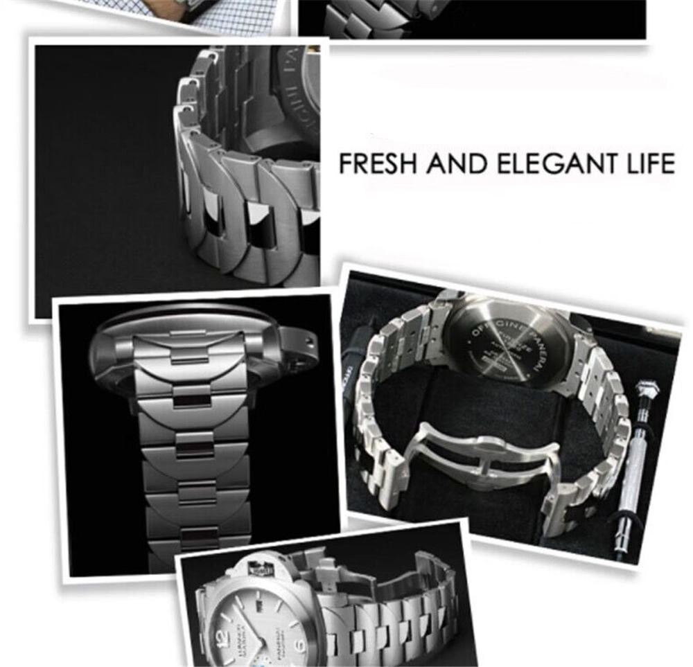 Stainless Steel Strap For Panerai Luminor PAM441 111 01316 Butterfly Buckle Band