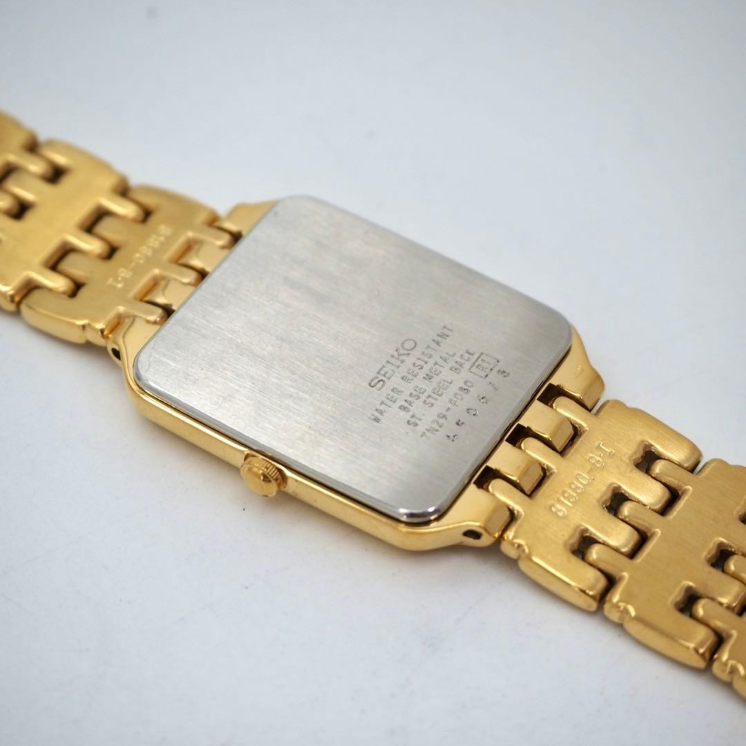 177 Working SEIKO Watch Men’s Date Gold White Square