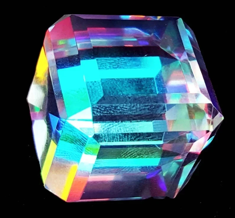 101 CT Rainbow Color Mystic Topaz Cube Cut Stunning Certified Loose Gemstone