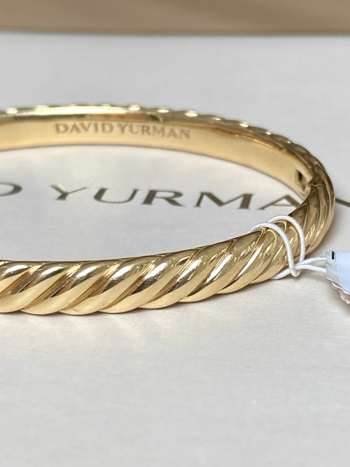 David Yurman 18K Yellow Gold Sculpted Cable Bangle Bracelet 6.2mm $8500+ M