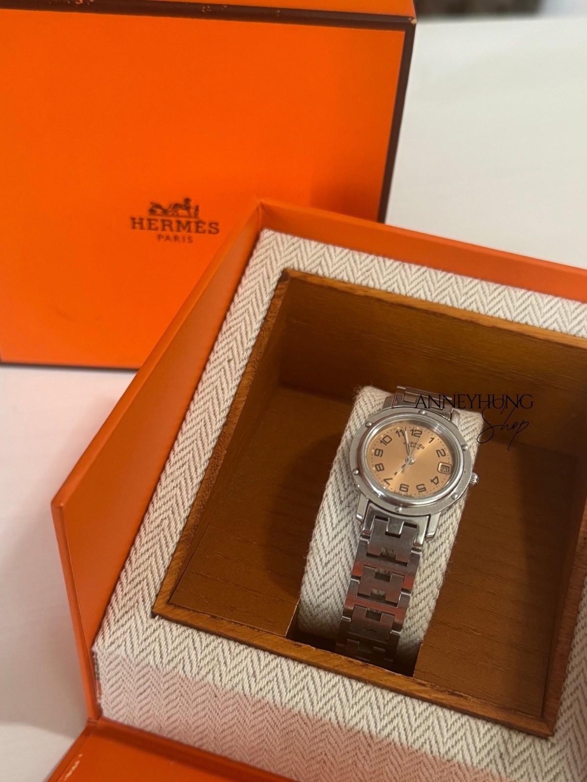 Authentic HERMES Clipper Orange Dial With Box