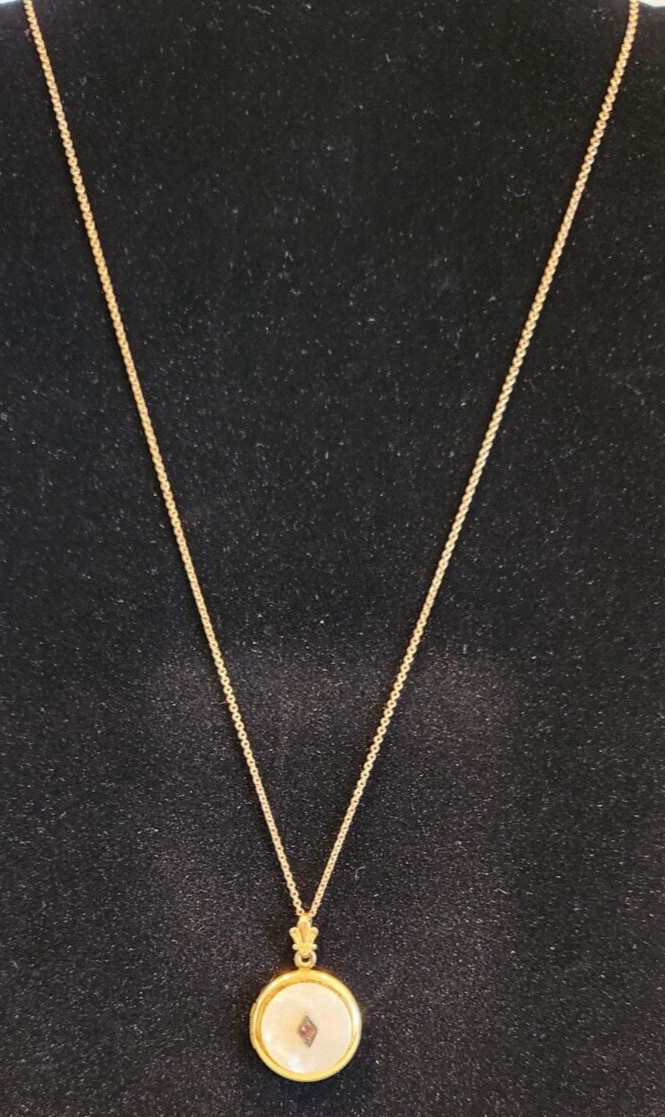 Vintage ESEMCO 10K Gold Chain + WH 12K GF 2 sided Locket Mother of Pearl Pendant