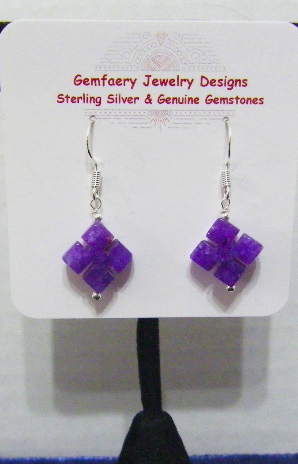 Sterling Silver Carved Amethyst Gemstone Dangle Earrings #1199…Handmade USA