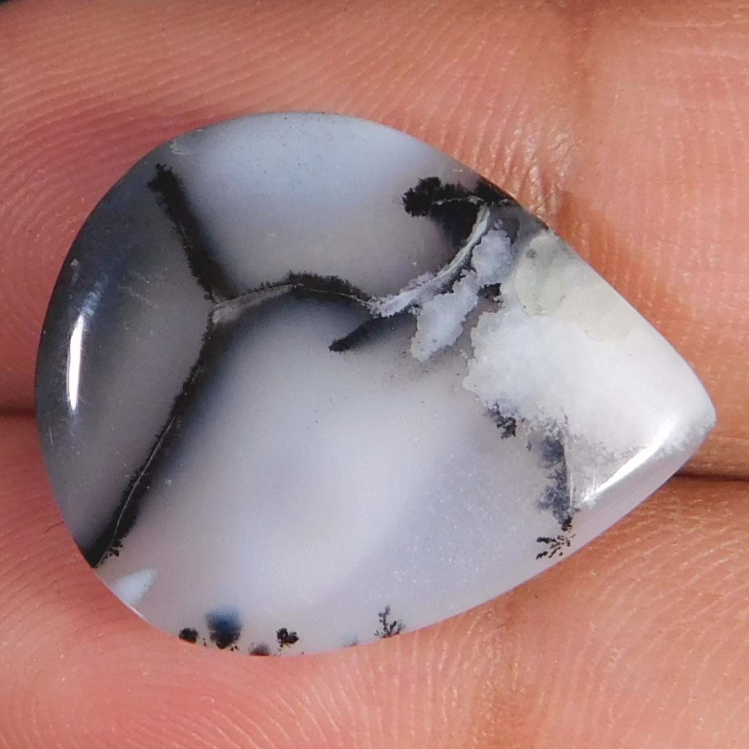 16.15Cts. Natural Gorgeous Dendritic Opal Pear Cabochon Reiki Healing Gemstone