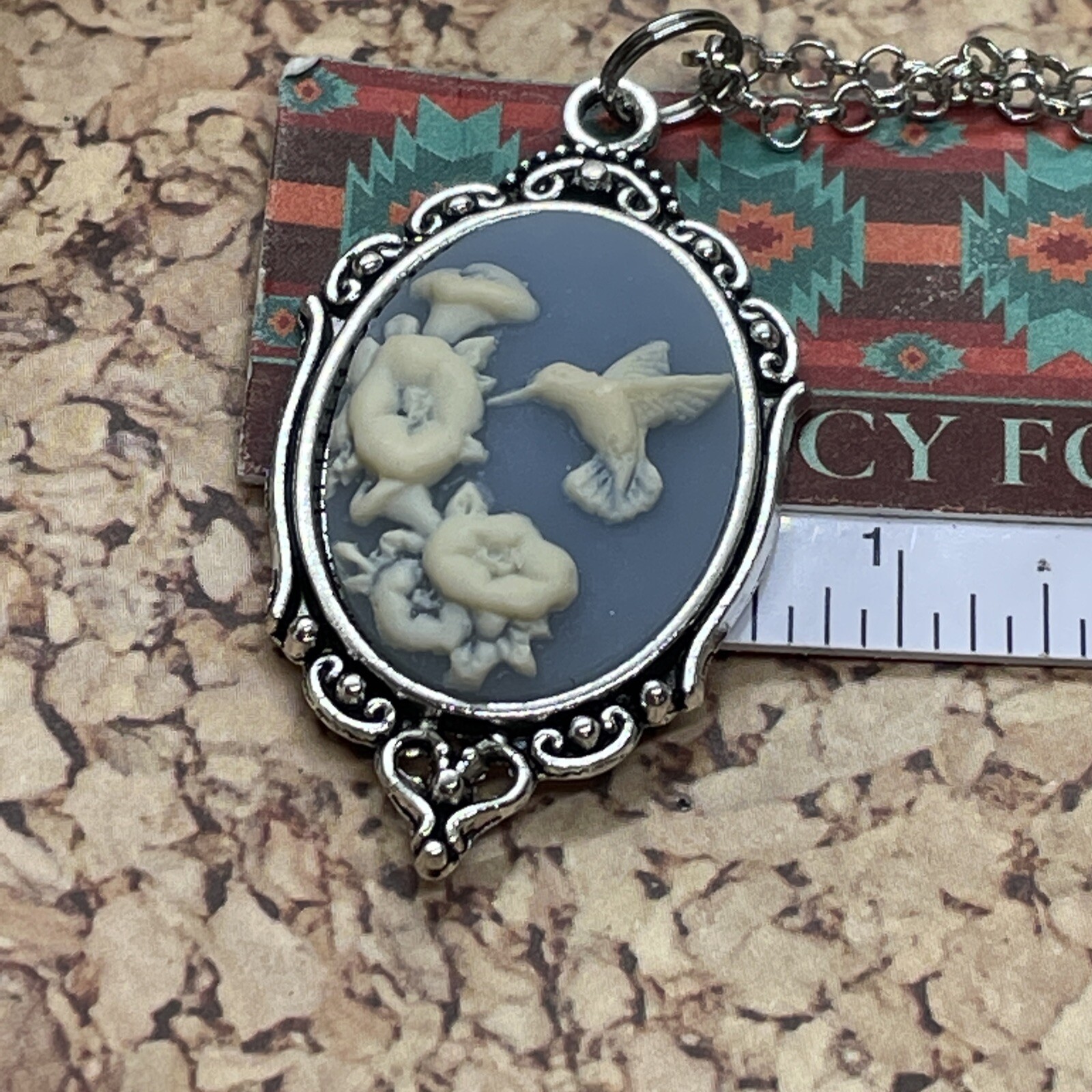 Blue Hummingbird Necklace Pendant Cameo Mom Daughter Birthday wedding birthday