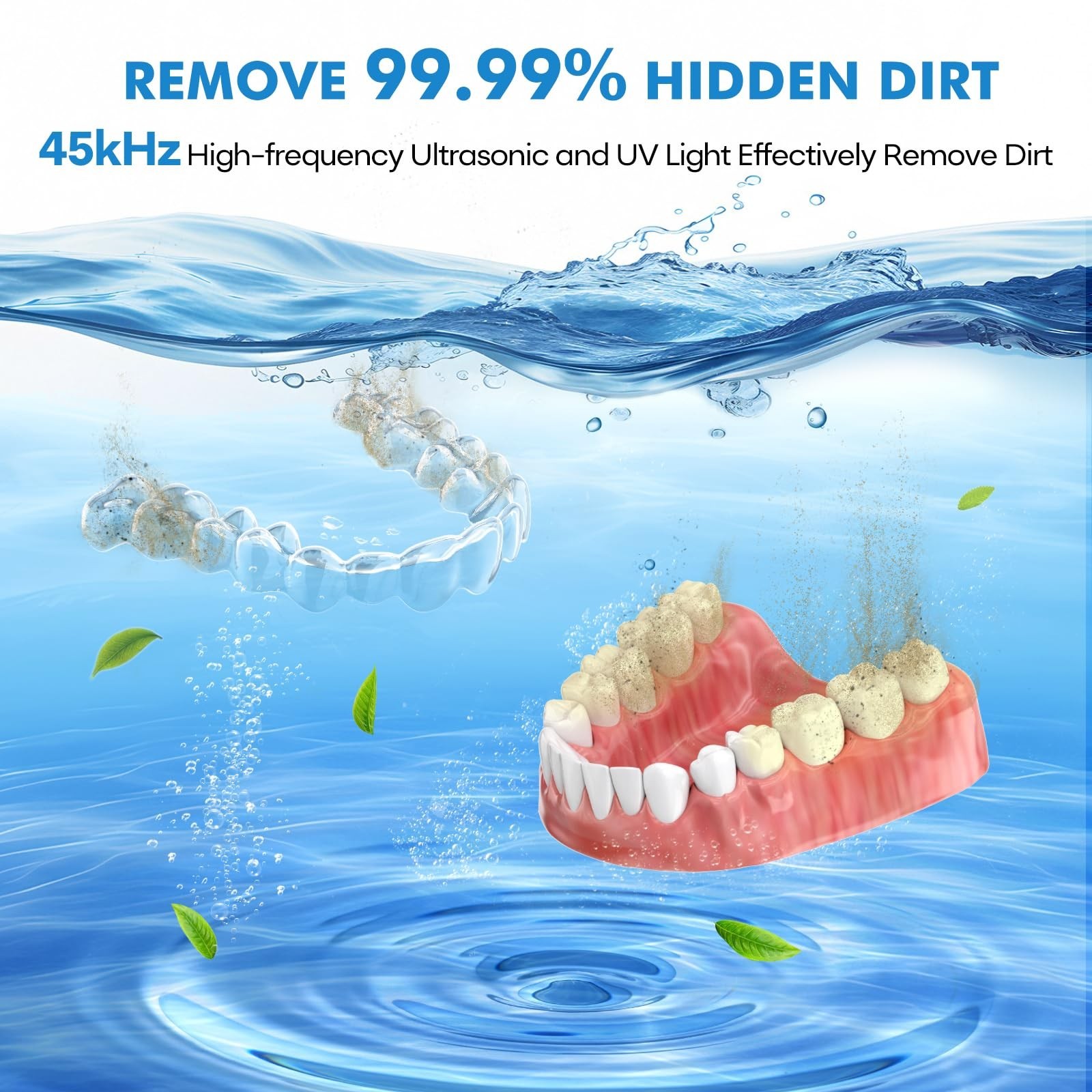 Ultrasonic Cleaner 45kHz for Dentures, Braces, Aligners, Jewelry – 200ML Capacit