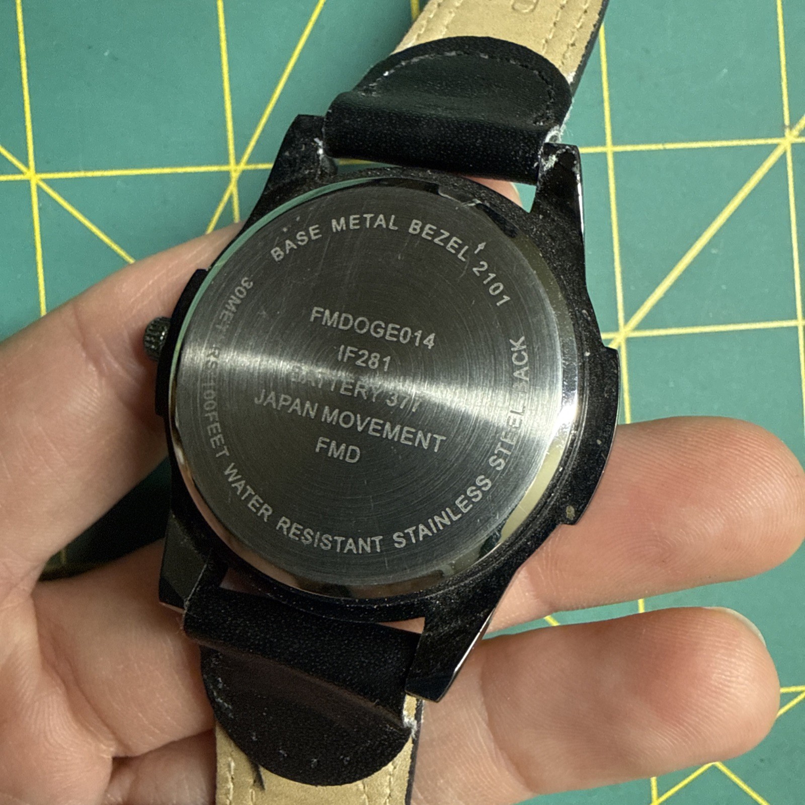 George Watch Men Silver Tone Black Easy To Read Dial Vegan Leather FMDOGE014