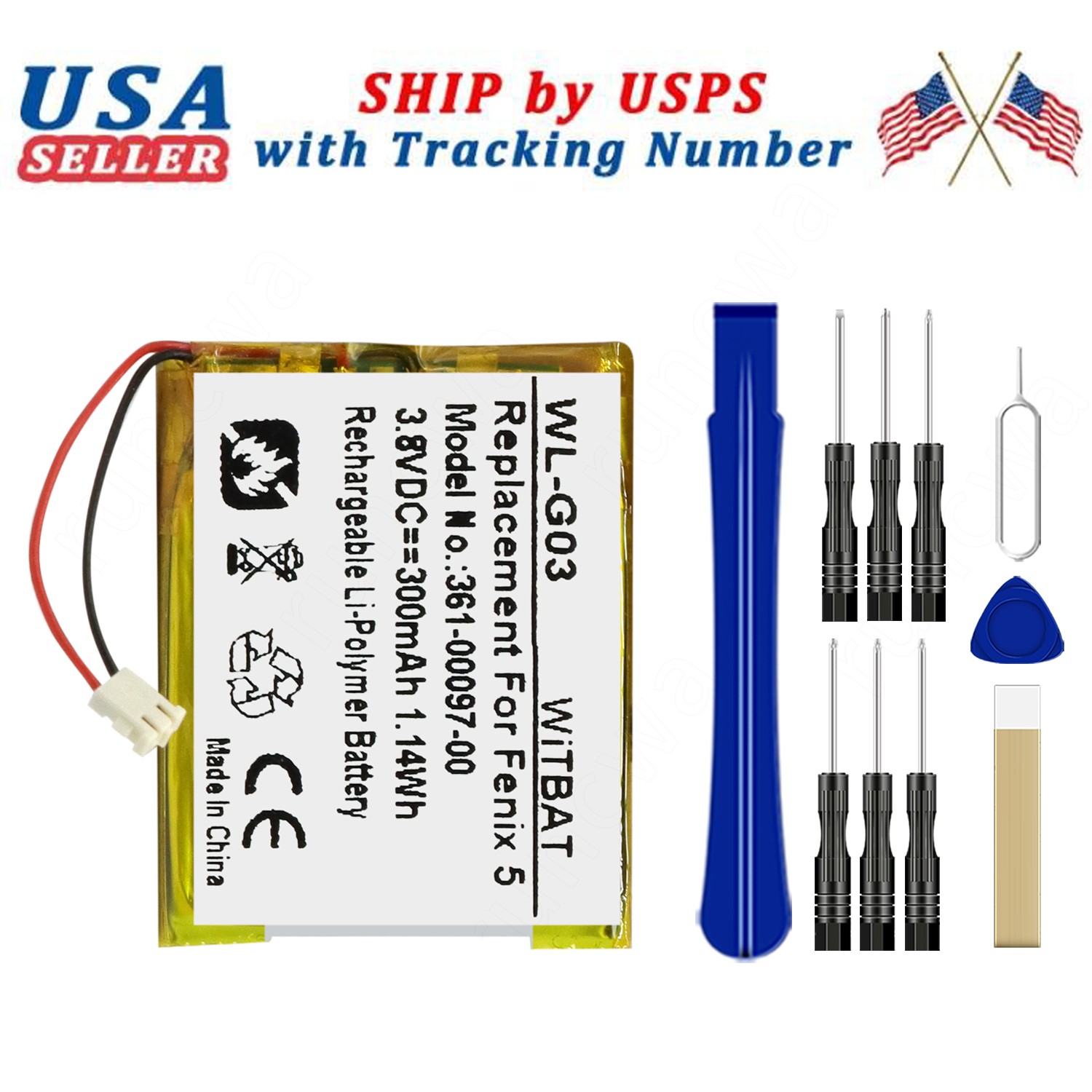 361-00097-00 361-00098-00 Battery For Garmin 010-01733-00 010-01733-04 GPS Watch
