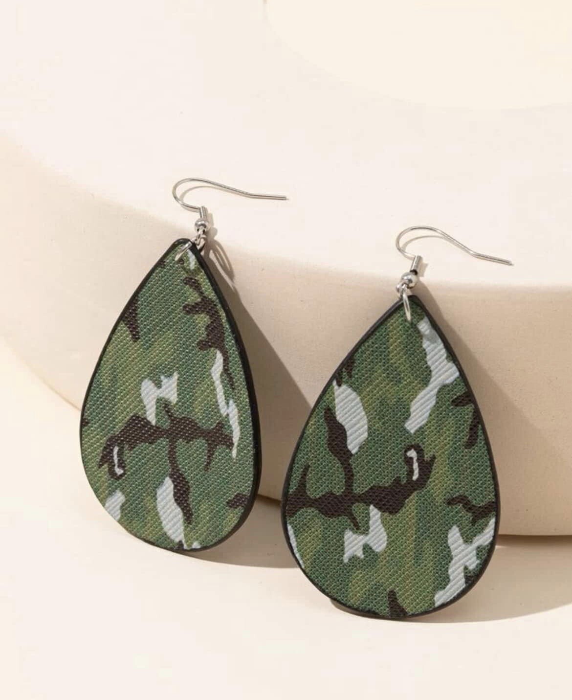 CAMO faux Leather Teardrop Earrings