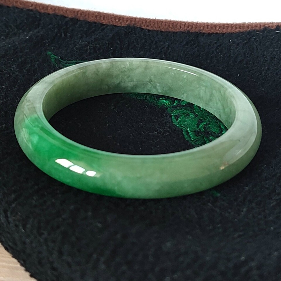 Certified Grade A Green 57mm Natural Burma Jade jadeite Bangle Bracelet-
