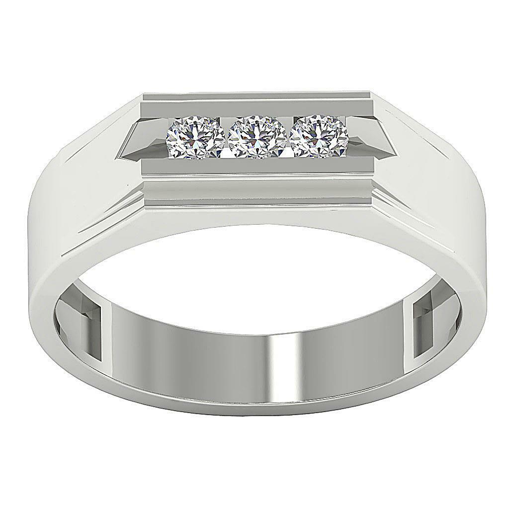 Men’s Wedding Ring VS1 E 0.50 Ct Natural Diamond 14K Solid White Gold 6.90 mm